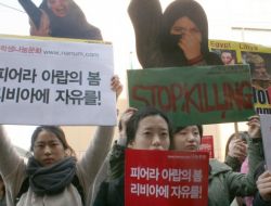 Güney Koreli Öğrencilerden Libya'daki Protestolara Destek Gösterisi