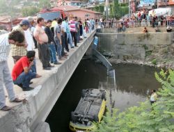 Ticari Taksi Dereye Uçtu, Şoför Yaralandı
